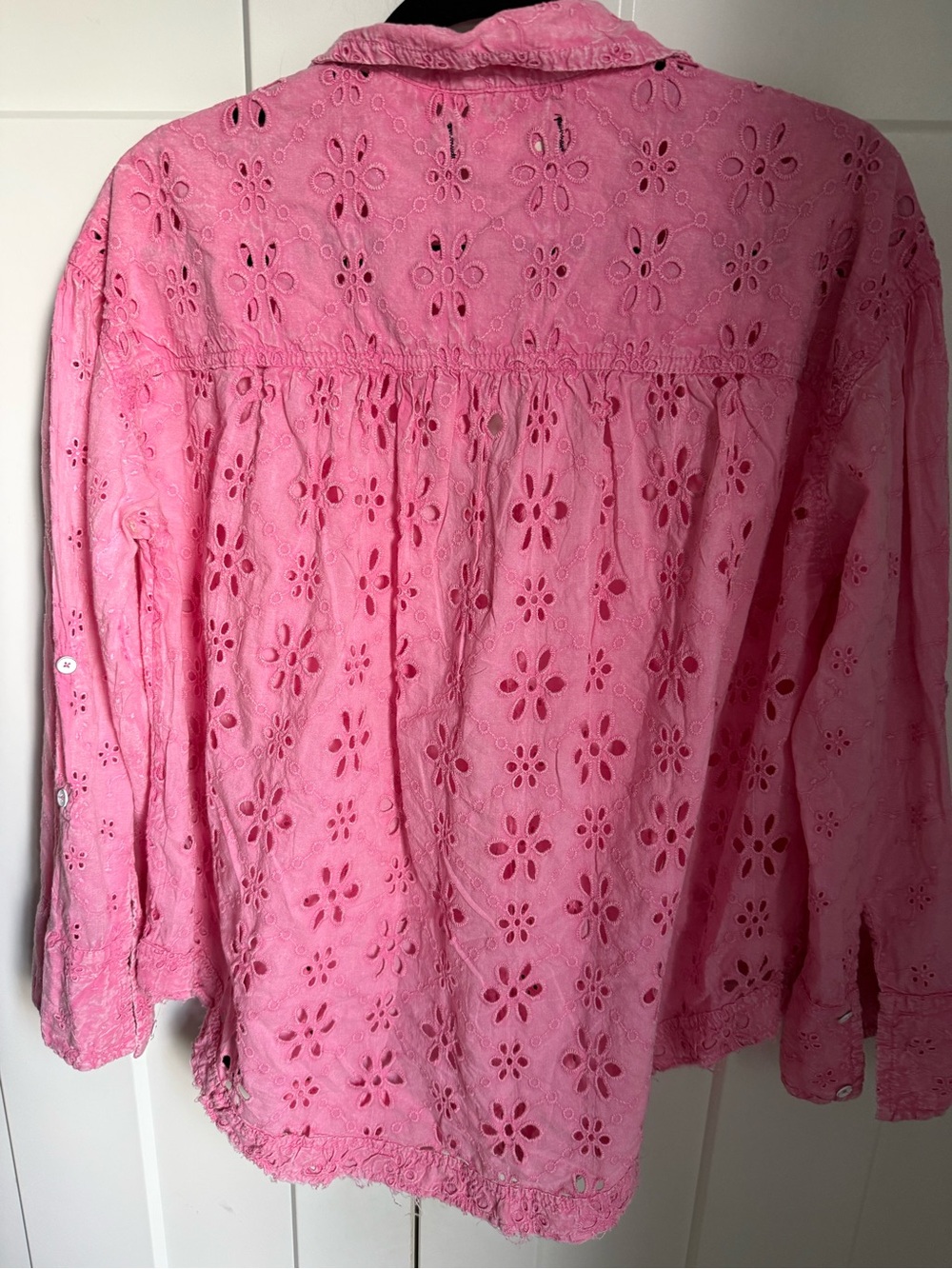 NWOT We The Free Mae Washed Eyelet Shirt by Free People in the shade "pink wash. - Picture 7 of 9